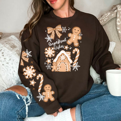 DTF Full Color TShirt Transfer - Gingerbread Wishes (FREE SLEEVES!)