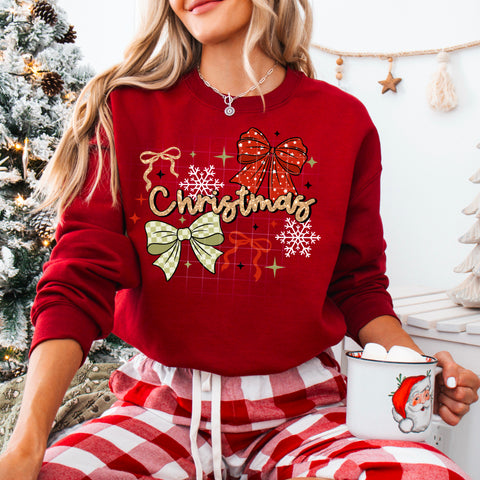 DTF Full Color TShirt Transfer - Gold Christmas Bows