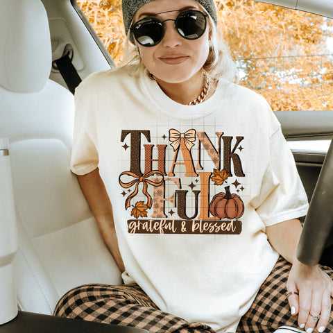 DTF Full Color TShirt Transfer - Thankful Grateful Blessed