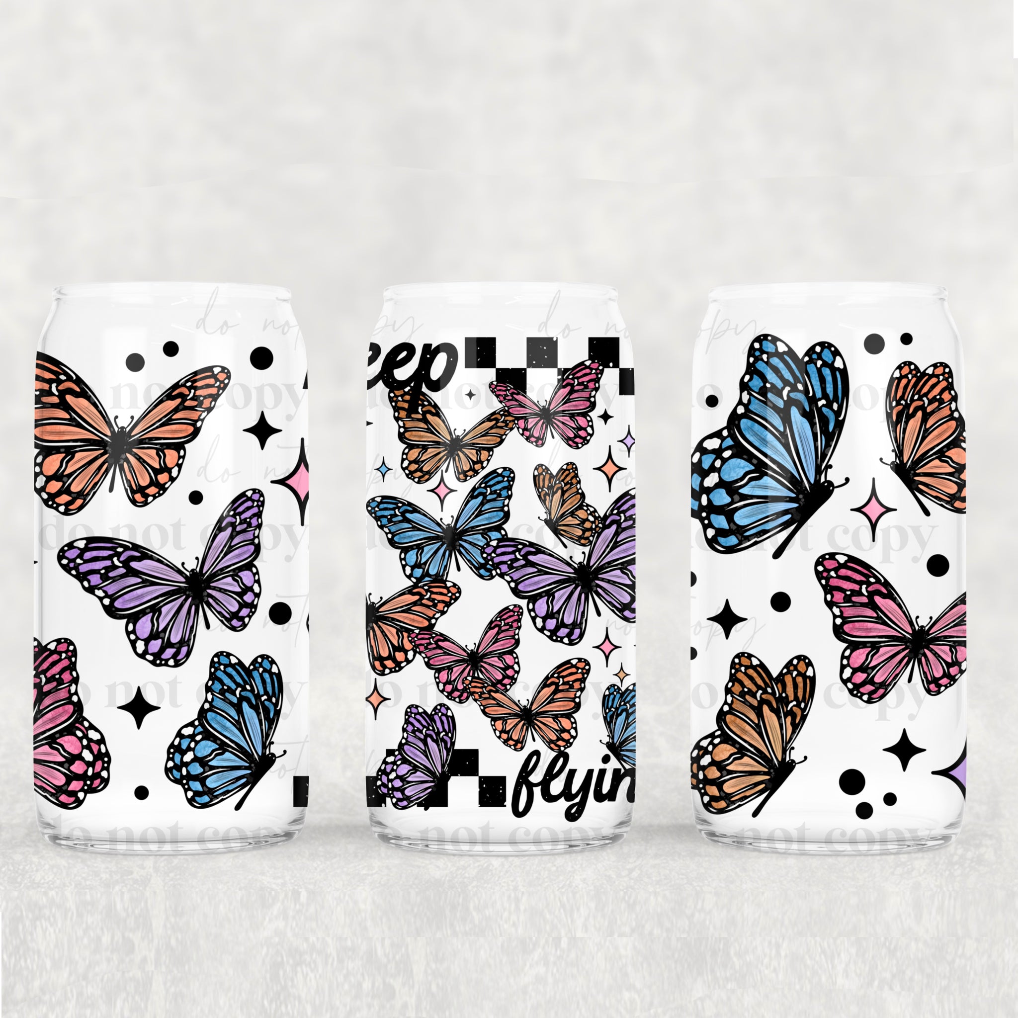 16oz UV DTF Wrap - Keep Flying Butterflies