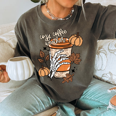 DTF Full Color TShirt Transfer - Cozy Coffee Weather