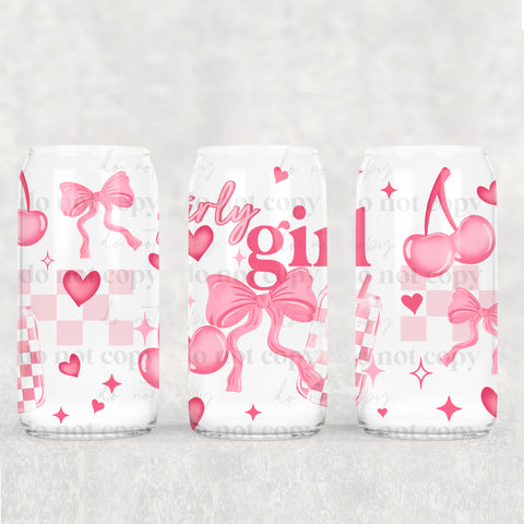 16oz UV DTF Wrap - Girly Girl Pink Bows Cherries