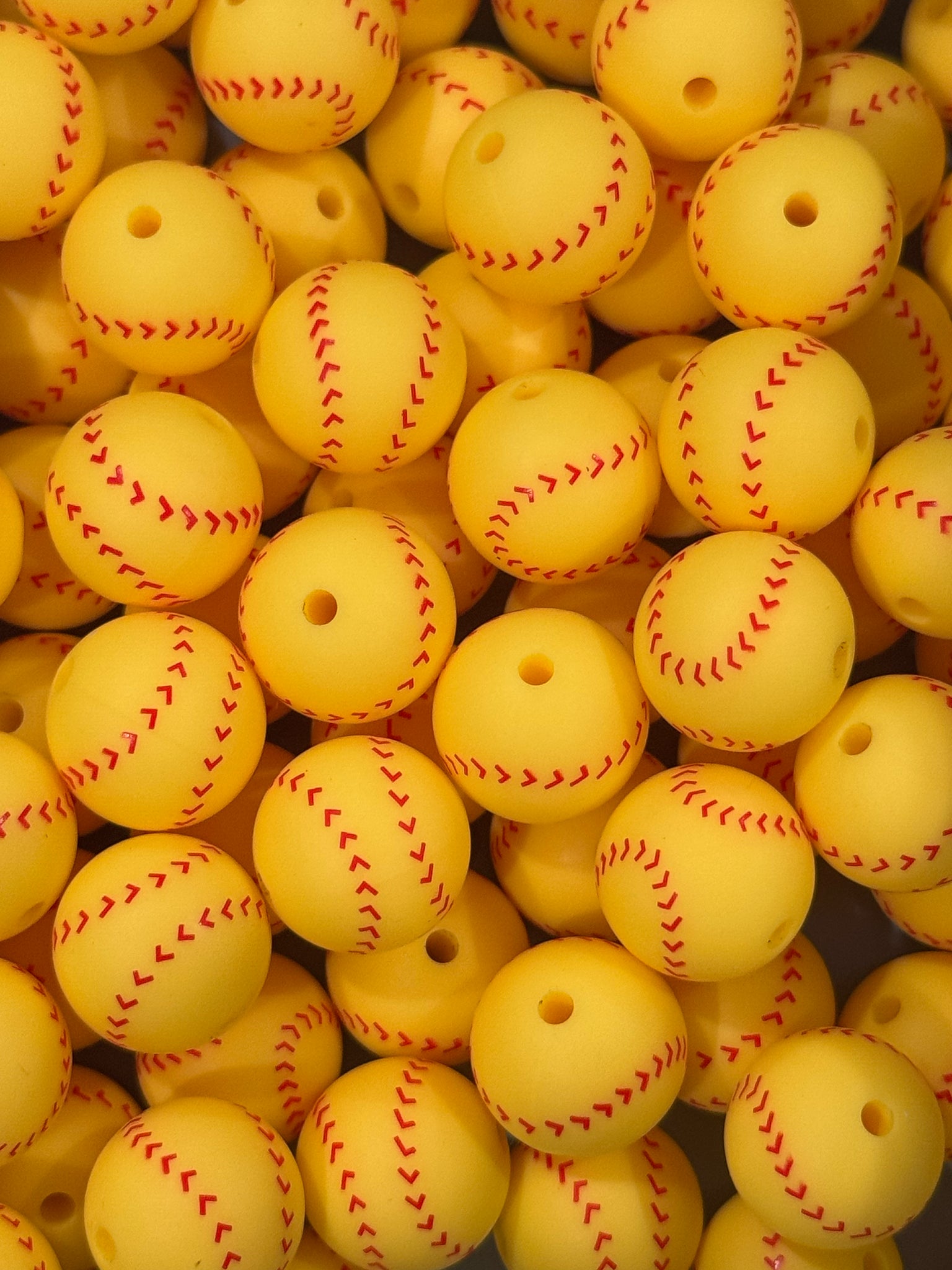15mm Printed Silicone Bead - Softball