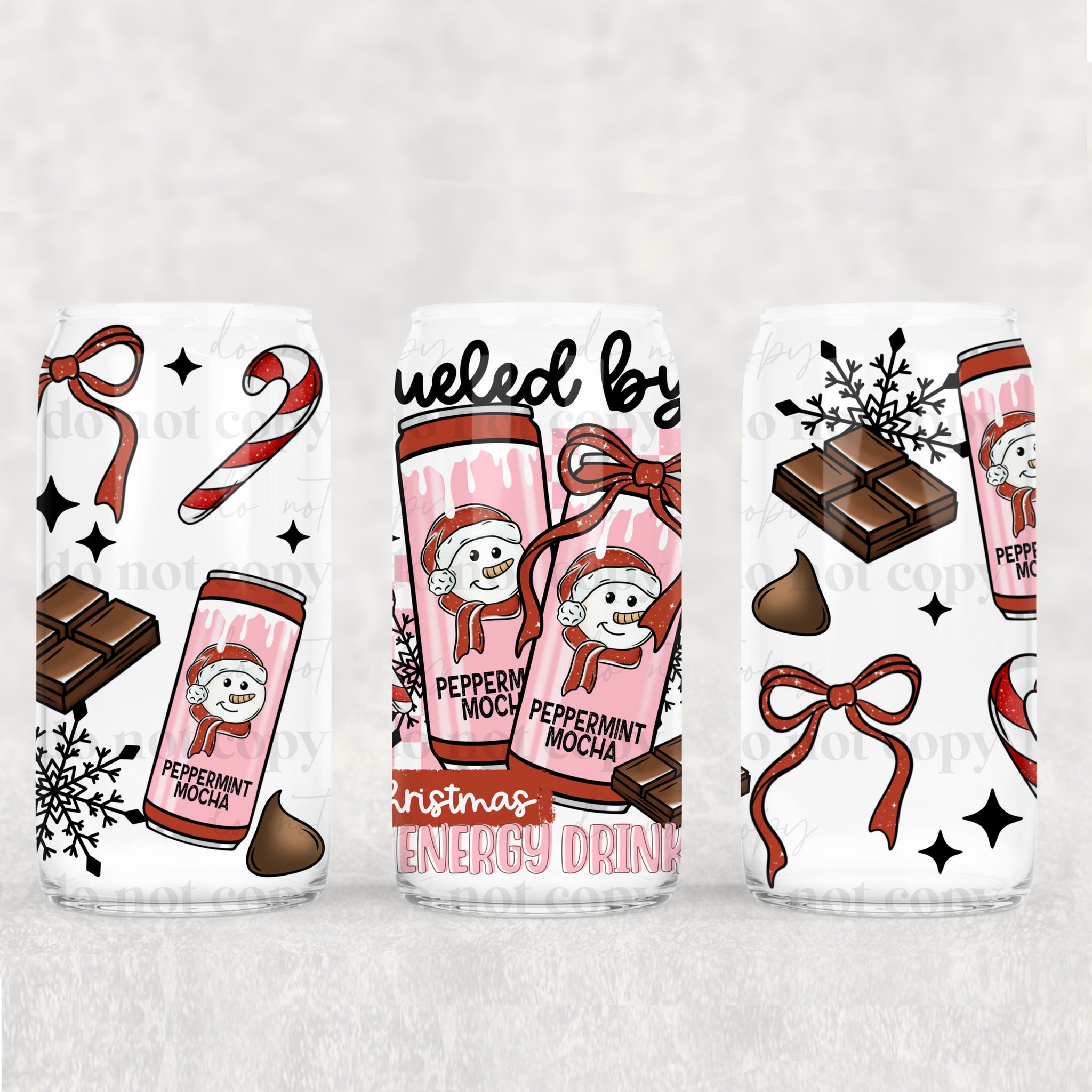 16oz UV DTF Wrap - Fueled By Christmas & Energy Drinks