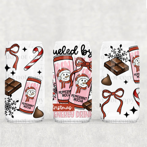 16oz UV DTF Wrap - Fueled By Christmas & Energy Drinks