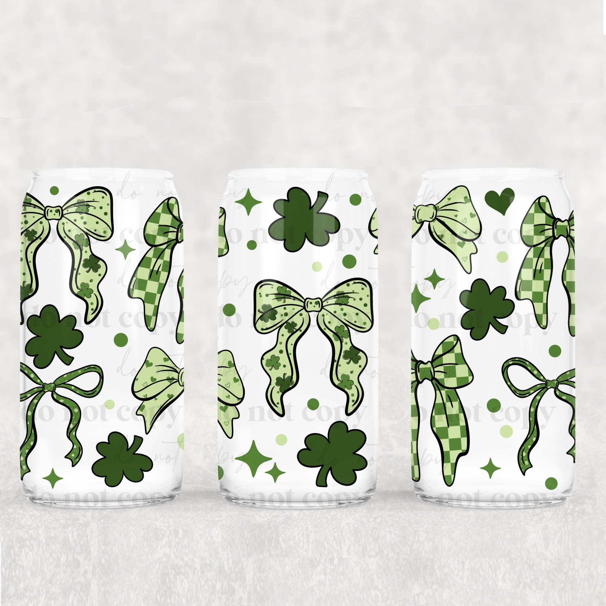 16oz UV DTF Wrap - Shamrocks & Green Bows