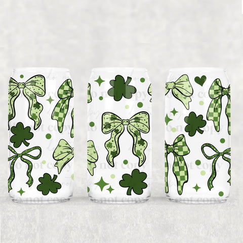 16oz UV DTF Wrap - Shamrocks & Green Bows