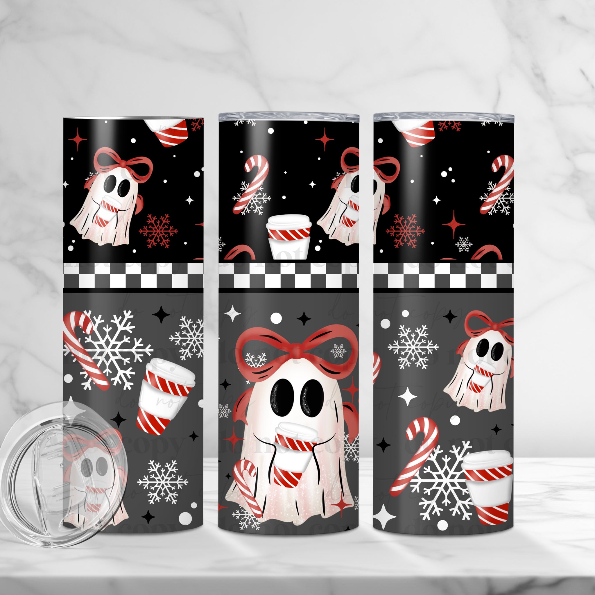 Skinny Tumbler Sublimation Wrap - Peppermint Mocha Ghost