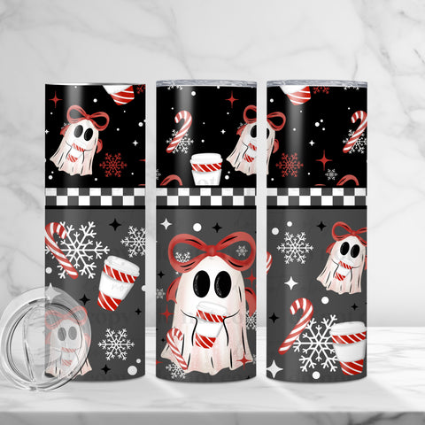 Skinny Tumbler Sublimation Wrap - Peppermint Mocha Ghost