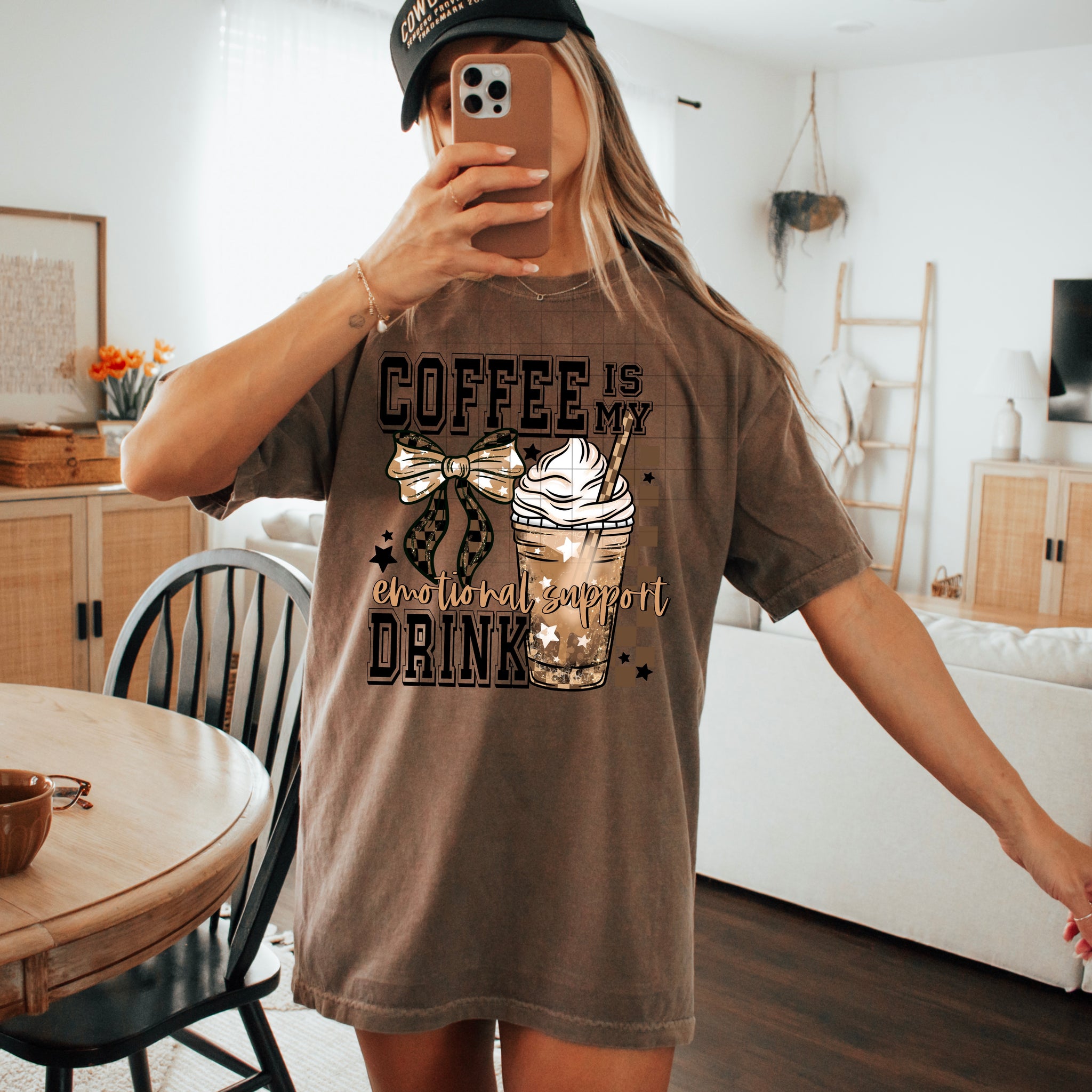 DTF Full Color TShirt Transfer - Coffee Is My Emotional Support Drink