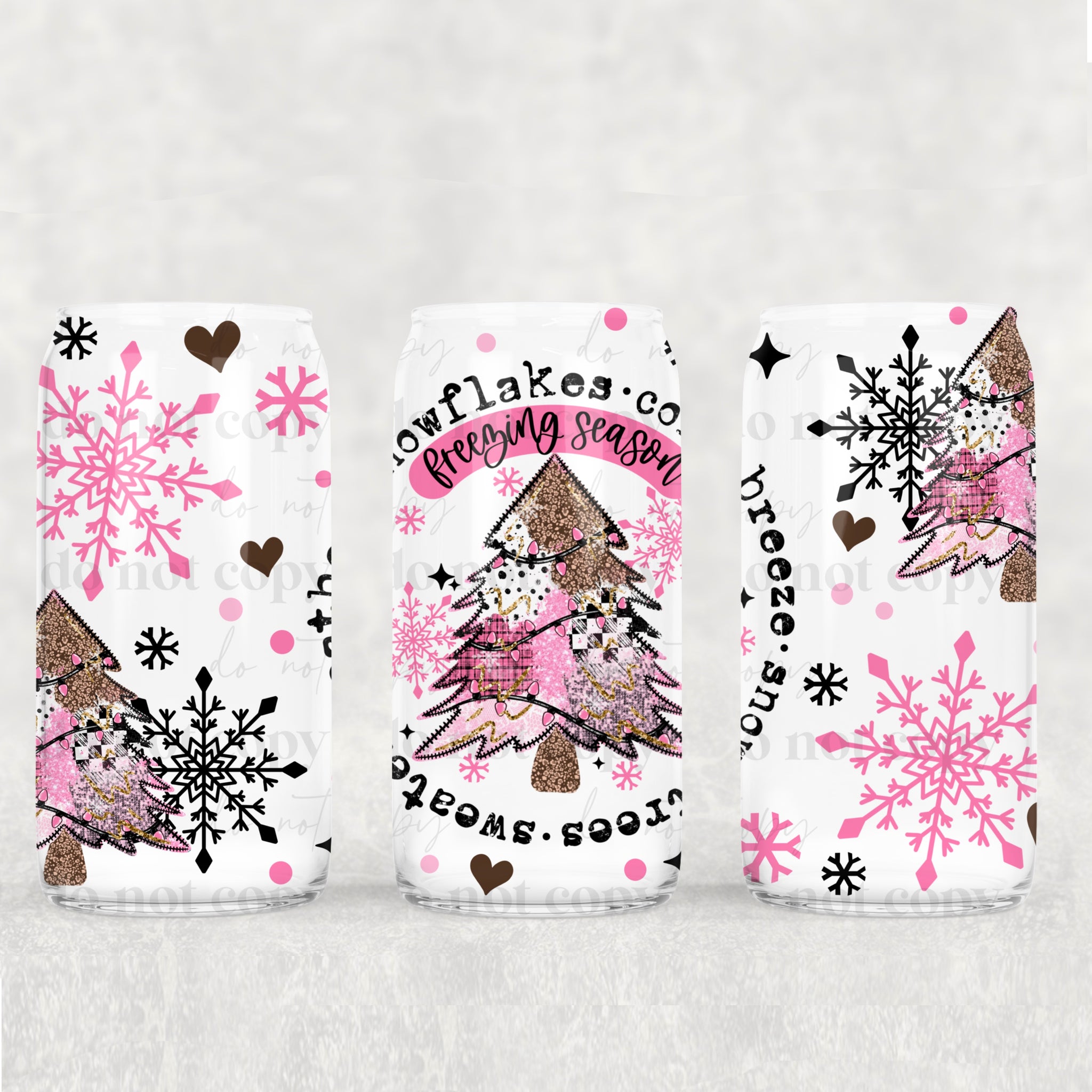 16oz UV DTF Wrap - Freezing Season Pink Circle