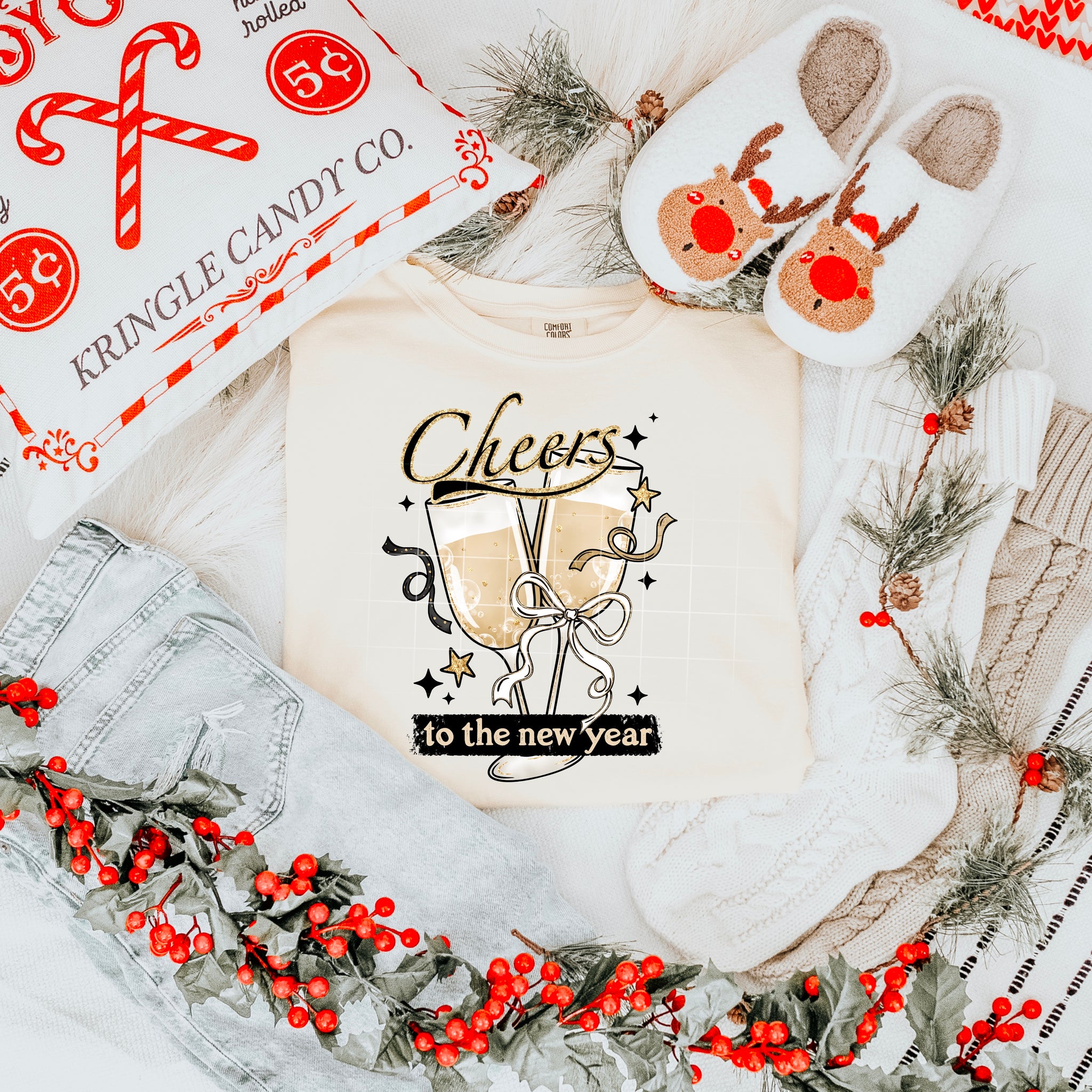 DTF Full Color TShirt Transfer - Cheers To The New Year