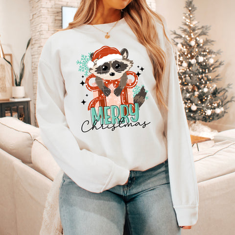 DTF Full Color TShirt Transfer - Merry C Raccoon