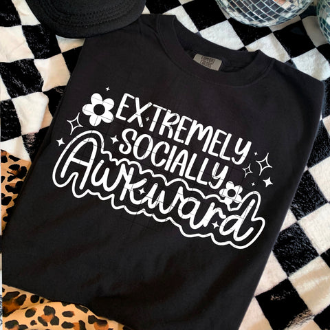 DTF Full Color Transfer - Extremely Socially Awkward (White or Black Font)
