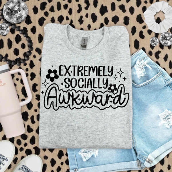 DTF Full Color Transfer - Extremely Socially Awkward (White or Black Font)