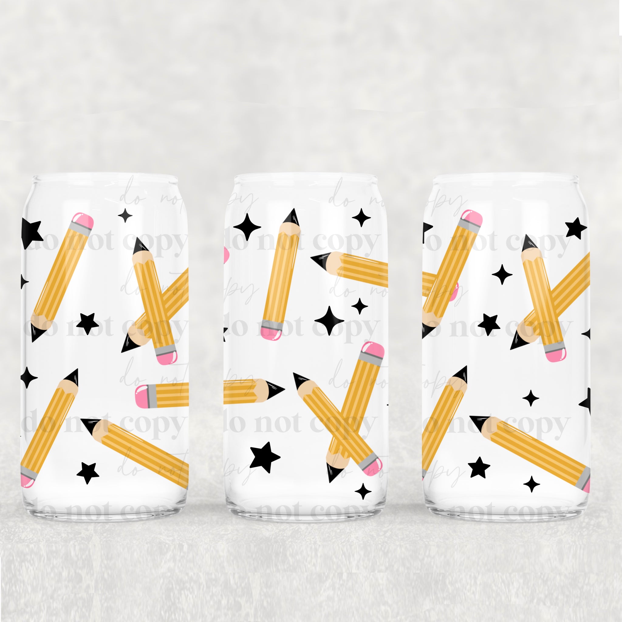 16oz UV DTF Wrap - Pencils & Stars