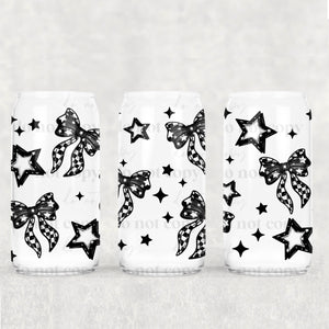 16oz UV DTF Wrap - Check Bows & Stars
