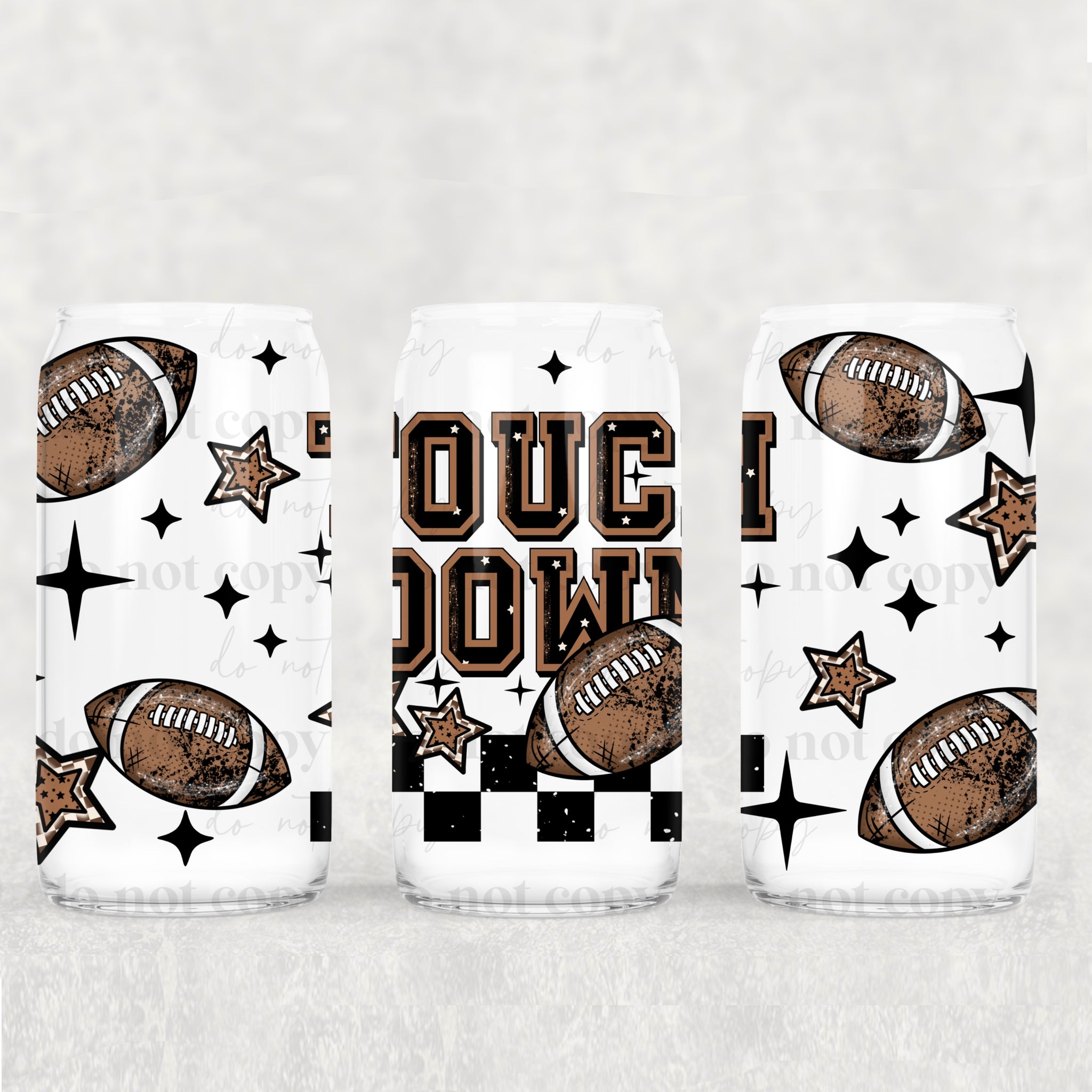 16oz UV DTF Wrap - Touch Down Footballs