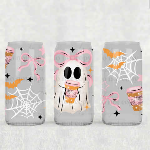 16oz UV DTF Wrap - Coquette Ghost with Coffee