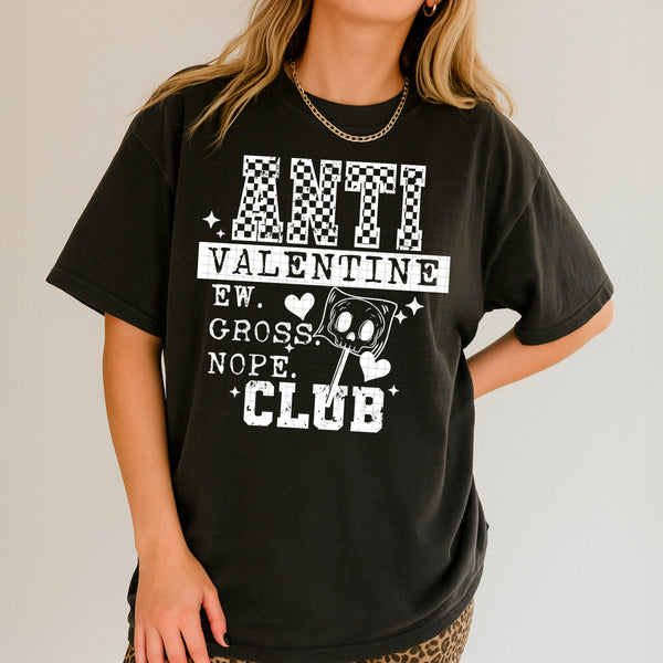 DTF Full Color TShirt Transfer - Anti Valentines Club (Black or White)