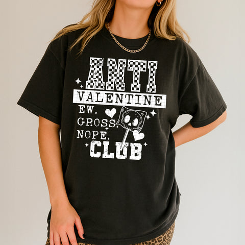 DTF Full Color TShirt Transfer - Anti Valentines Club (Black or White)