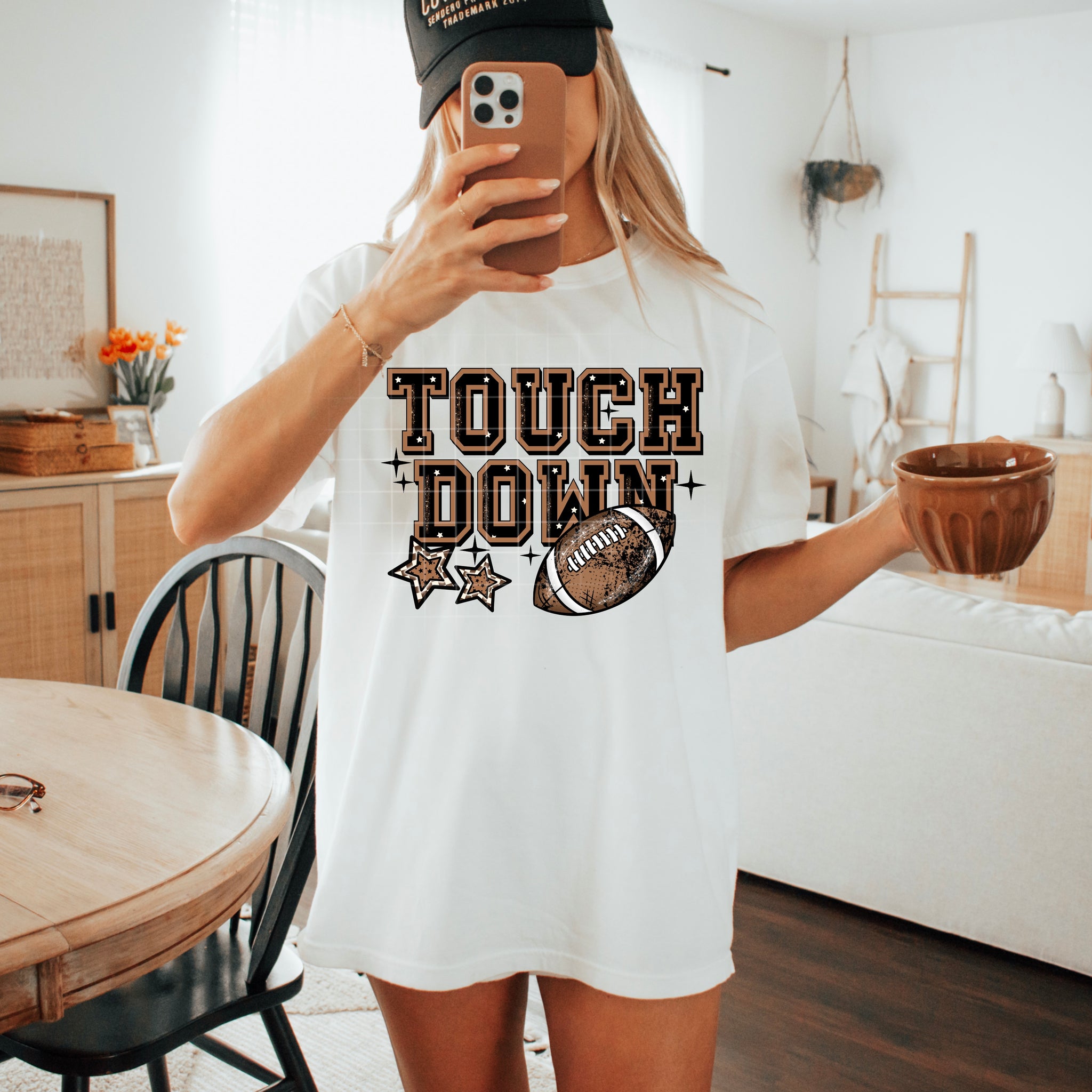 DTF Full Color Transfer - Touch Down Block Letters Football