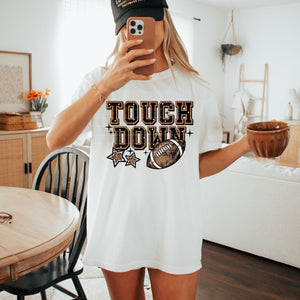DTF Full Color Transfer - Touch Down Block Letters Football