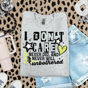 DTF Full Color Transfer - I Don't Care Unbothered Green Heart