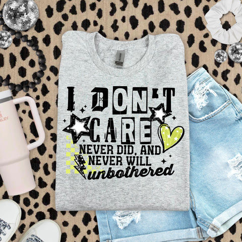 DTF Full Color Transfer - I Don't Care Unbothered Green Heart