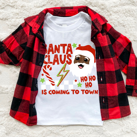 DTF Full Color Transfer - Santa Claus Is Coming To Town (Two Skin Tones)