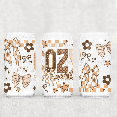 16oz UV DTF Wrap - Cozy Weather Tan Check Pattern