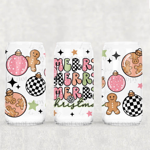 16oz UV DTF Wrap - Merry Merry Merry Christmas Check