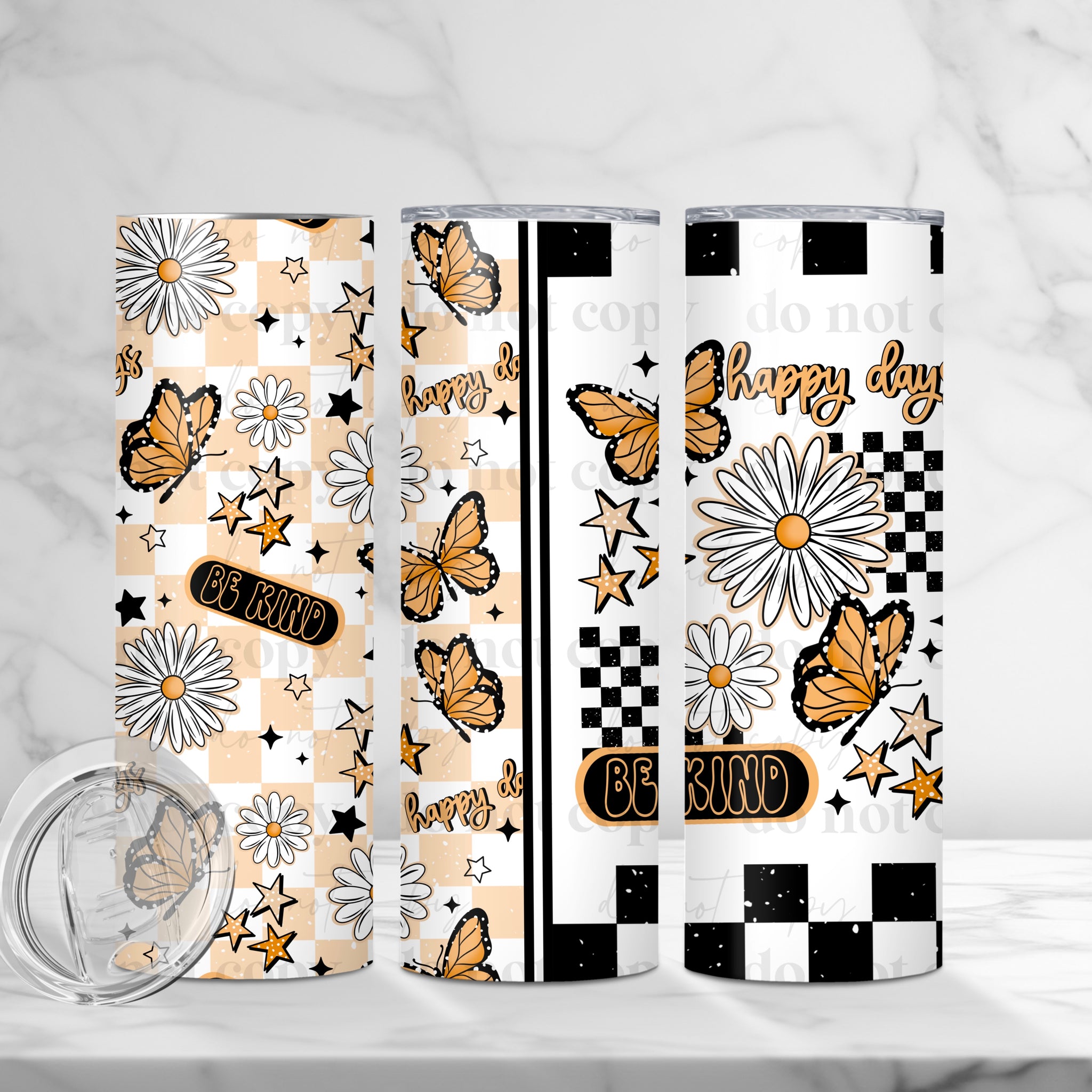 Skinny Tumbler Sublimation Wrap - Happy Days Be Kind