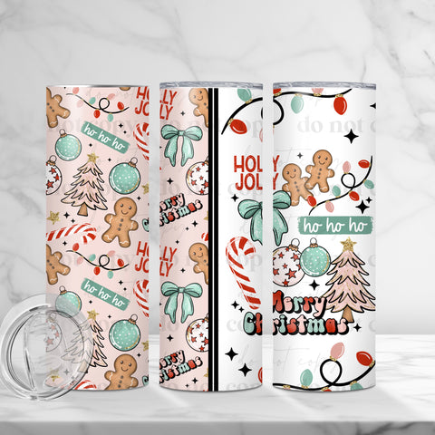 Skinny Tumbler Sublimation Wrap - Holly Jolly Merry Christmas
