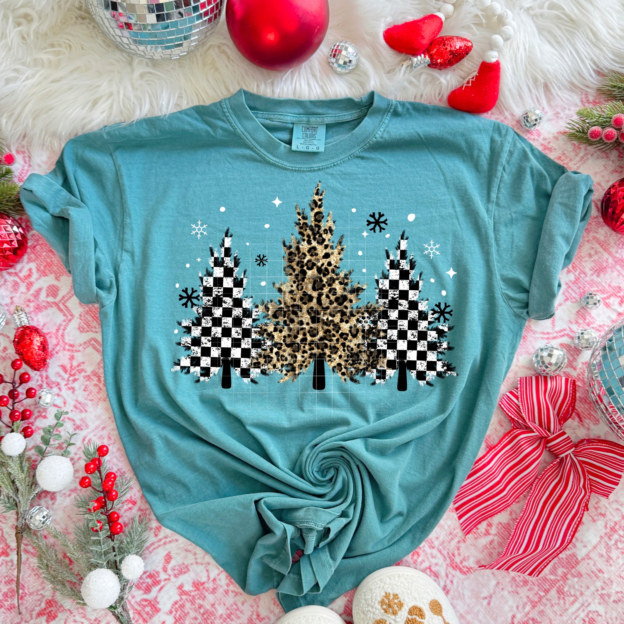 DTF Full Color TShirt Transfer - Leopard Check Trees
