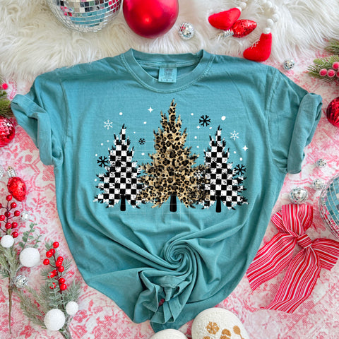 DTF Full Color TShirt Transfer - Leopard Check Trees