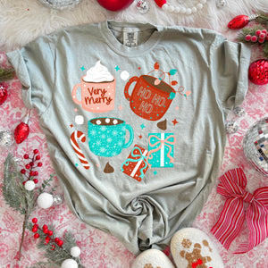 DTF Full Color TShirt Transfer - Very Merry Coffee Cups