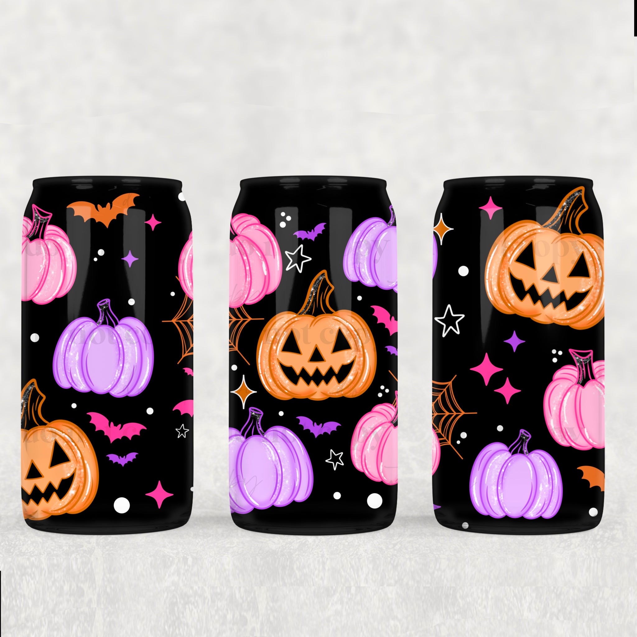 16oz UV DTF Wrap - Pink Purple Orange Pumpkins