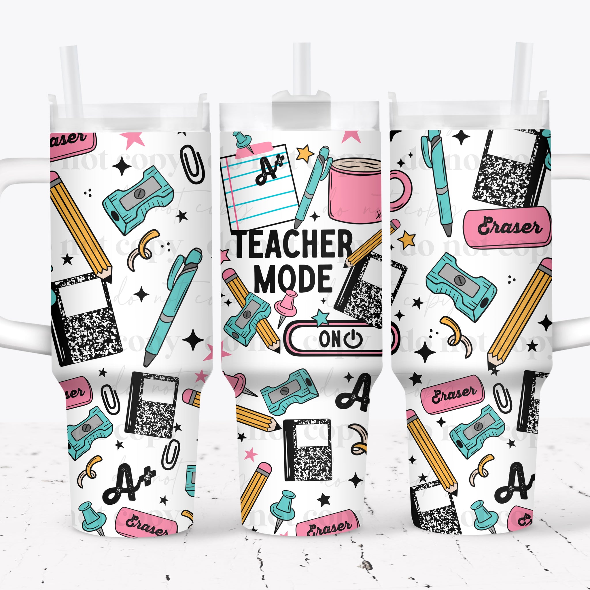 40oz UV DTF Full Top & Bottom Wrap - Teacher Mode On