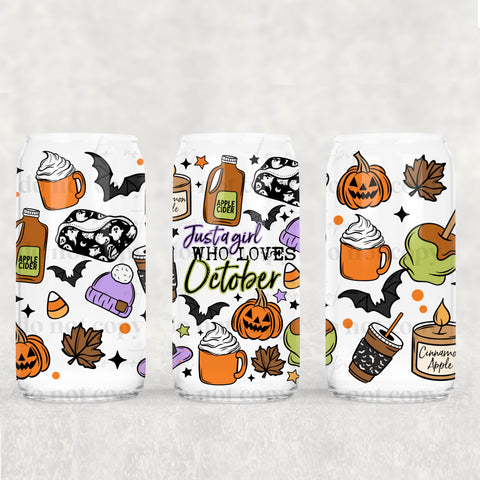 16oz UV DTF Wrap - Just A Girl Who Loves October