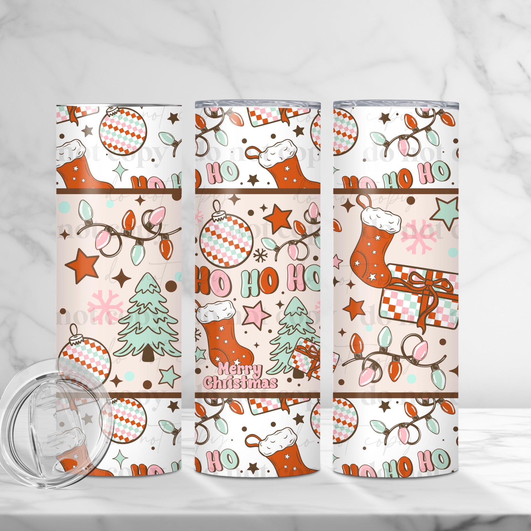Skinny Tumbler Sublimation Wrap - Ho Ho Ho Merry Christmas