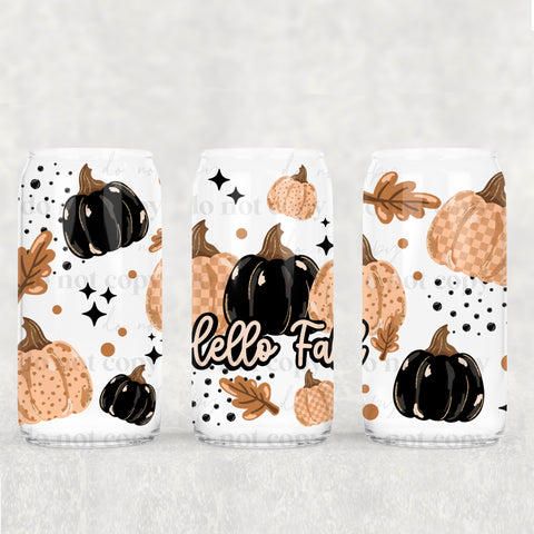 16oz UV DTF Wrap - Hello Fall Neutral Pumpkins