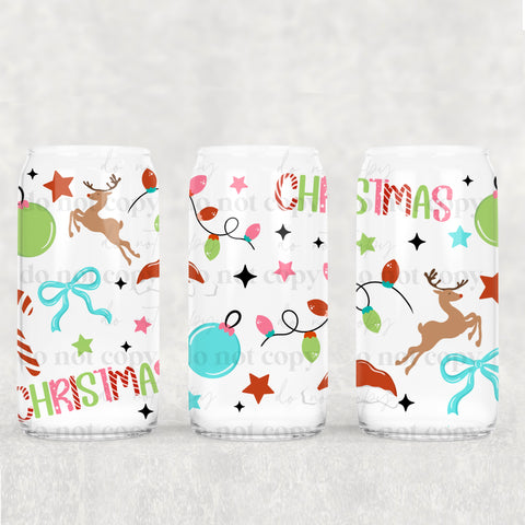 16oz UV DTF Wrap - Christmas Bright Ornaments Lights