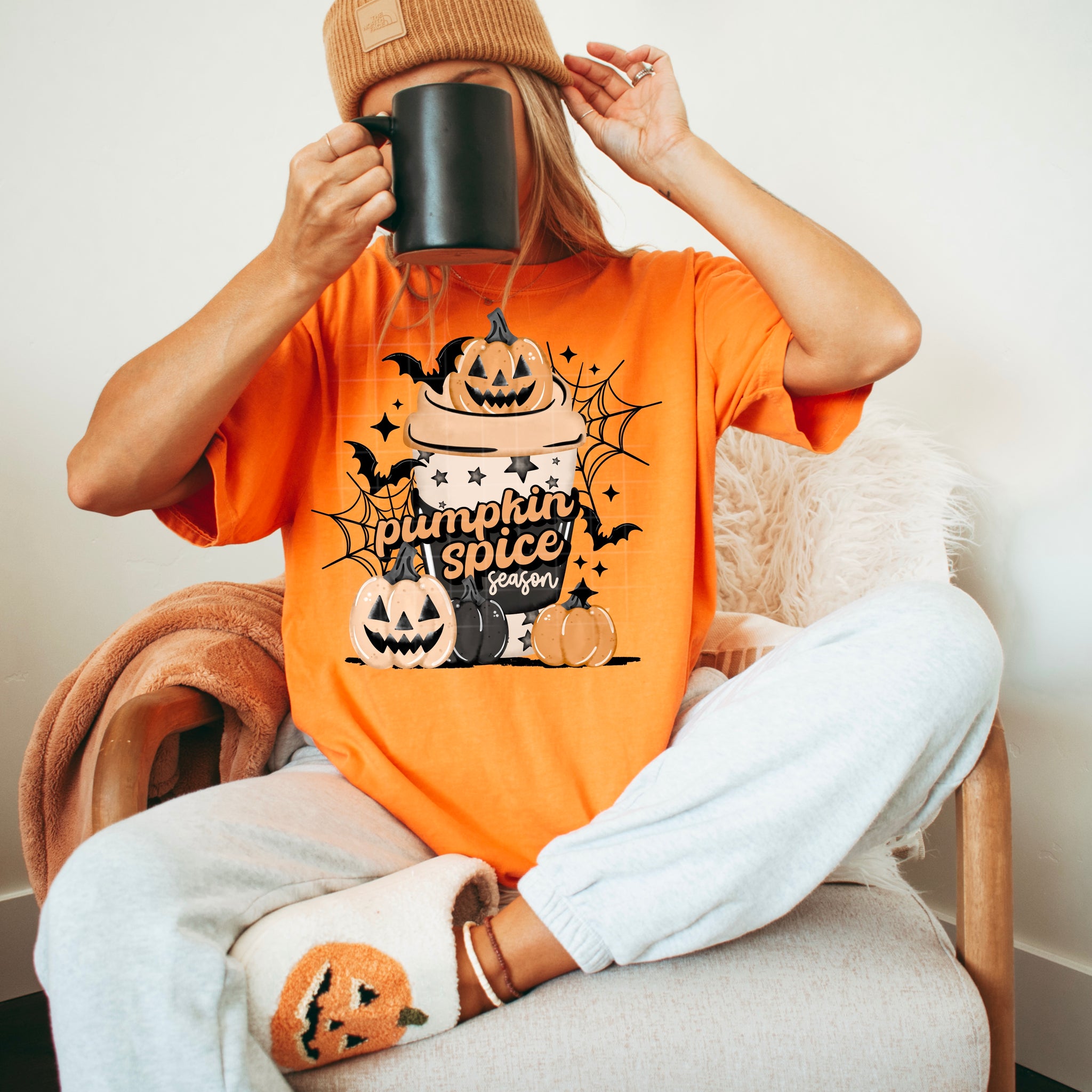 DTF Full Color TShirt Transfer - Pumpkin Spice Season Jack O Lantern