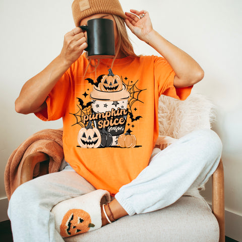 DTF Full Color TShirt Transfer - Pumpkin Spice Season Jack O Lantern