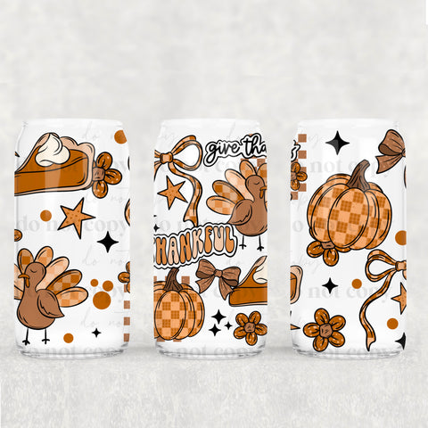 16oz UV DTF Wrap - Give Thanks Thankful