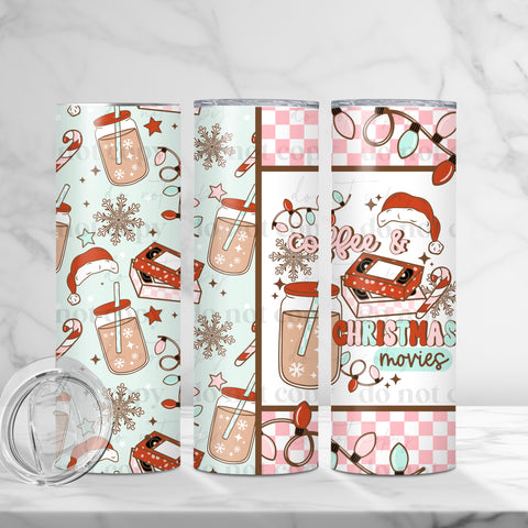Skinny Tumbler Sublimation Wrap - Coffee & Christmas Movies