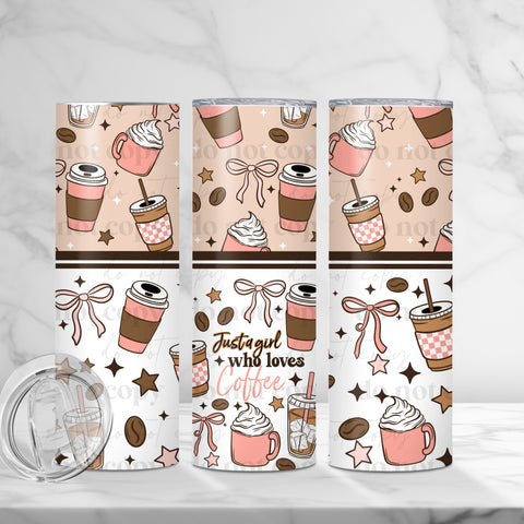 Skinny Tumbler Sublimation Wrap - Just A Girl Who Loves Coffee