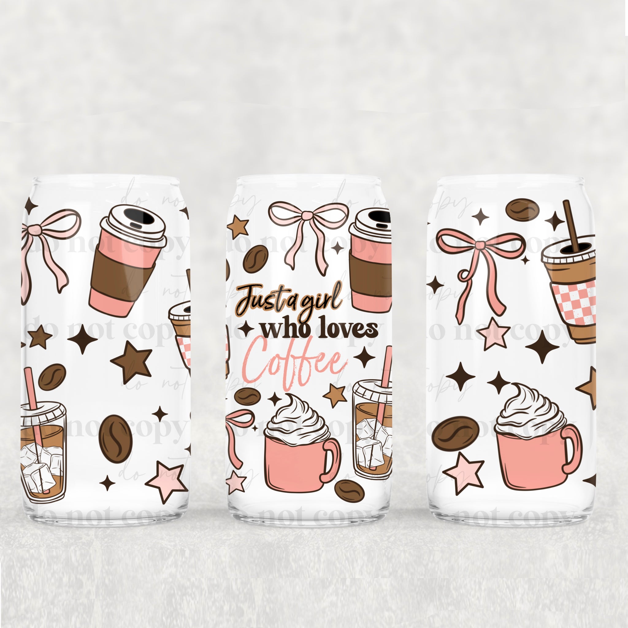 16oz UV DTF Wrap - Just A Girl Who Loves Coffee