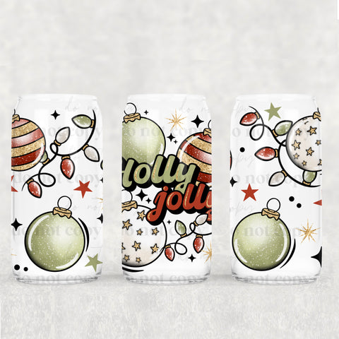 16oz UV DTF Wrap - Holly Jolly Ornaments